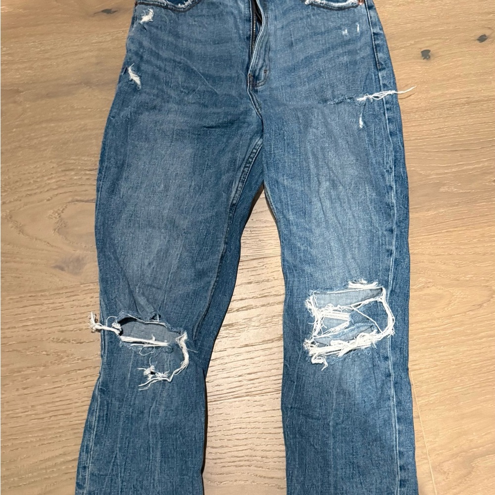 Women’s Distressed Blue Denim Jeans - Casual Ripped Style (curve love)